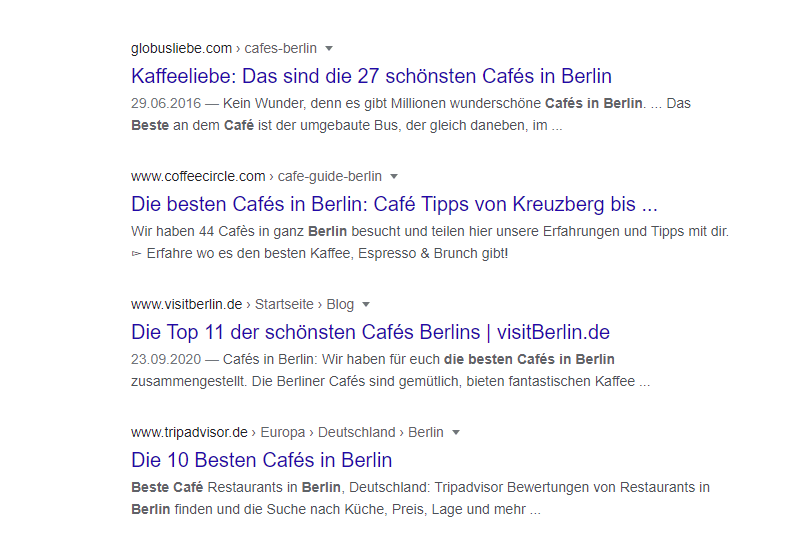 Organische Suchergebnisse zu „Café Berlin“