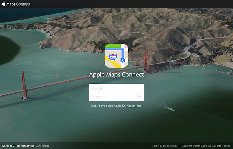 Apple Maps login page