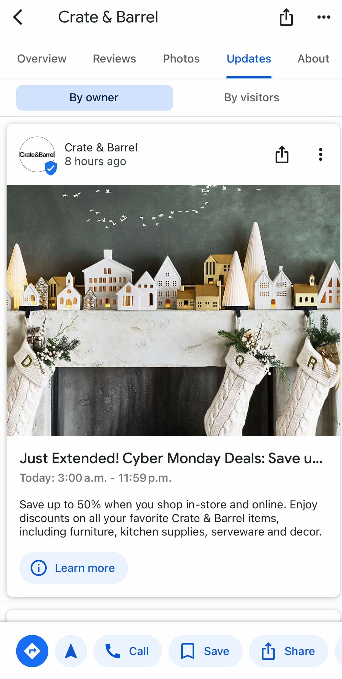 Crate & Barrel Cyber Monday Google Post