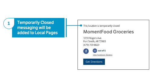 Temporarily closed status - Local Landing Page
