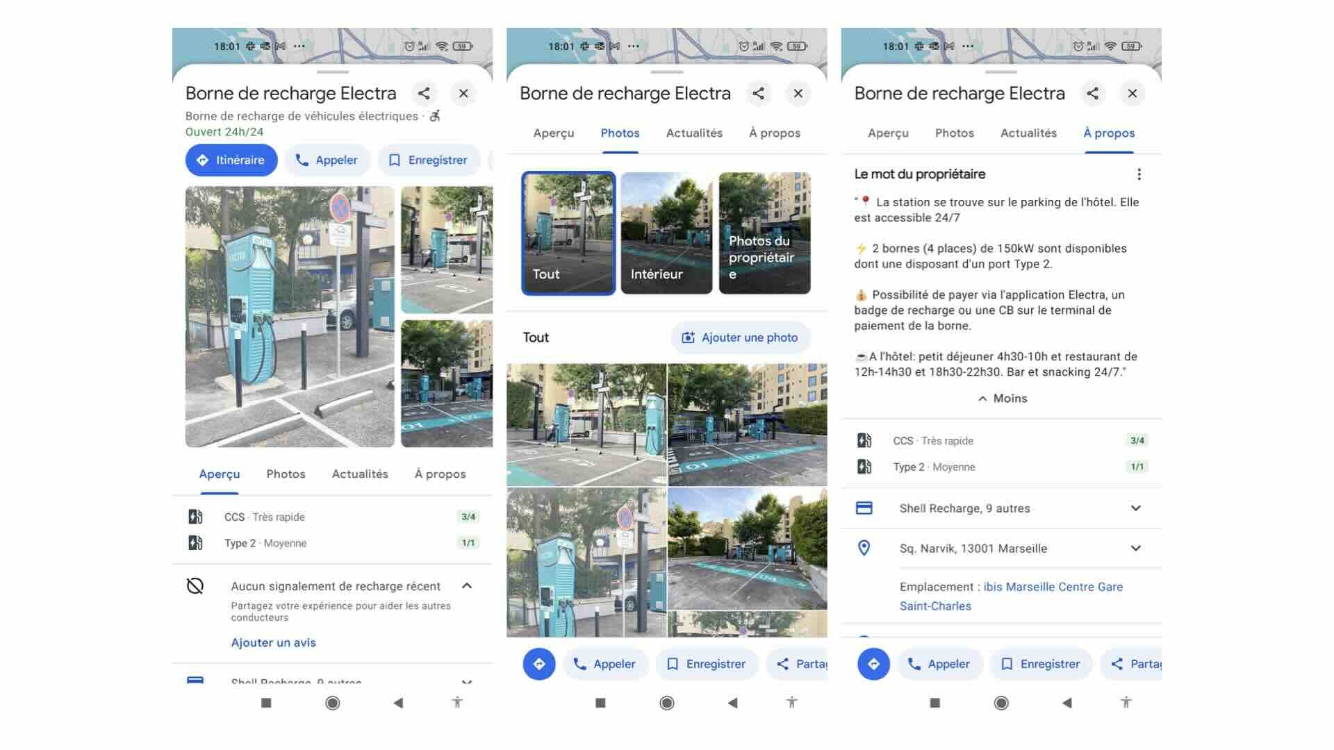 Borne de recharge de vehicules electriques sur google maps electra