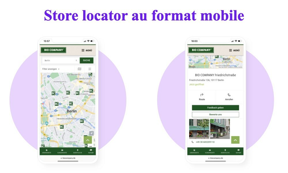 Store locator adapté au format mobile