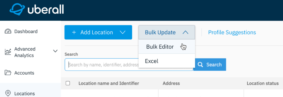 Uberall Bulk-Update Locations