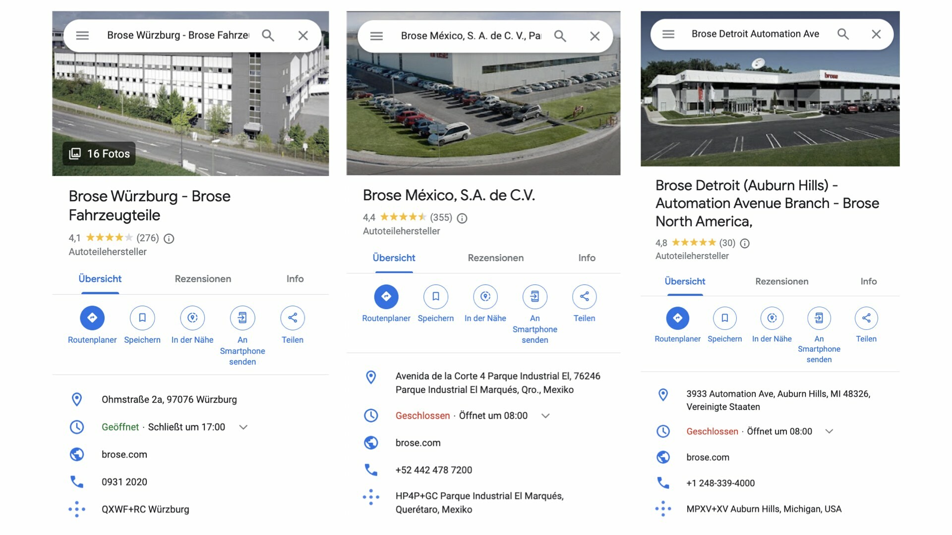 Brose International Listings with Google Listings